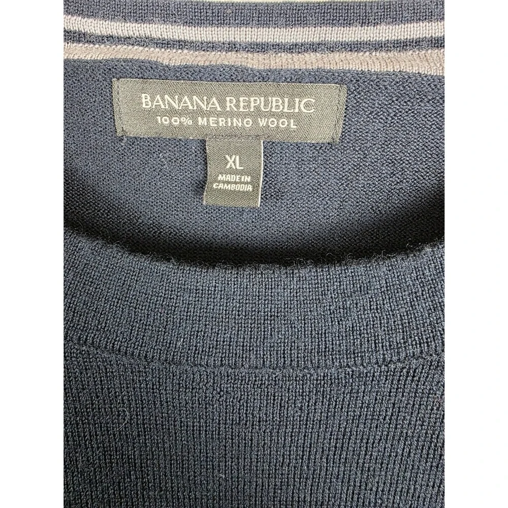 Banana Republic Men‎ XL 100% Merino Wool Sweater Black Academia Preppy Layering